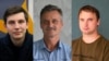 RFE/RL journalists Ihar Losik (left) and Aleh Hruzdzilovich (center) were added to the list on November 4, while another jailed correspondent for RFE/RL, Andrey Kuznechyk (right), was already on Belarus's list of extremists.