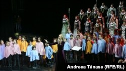 Madrigal - The National Chamber Choir "Madrigal - Marin Constantin" and children from the Cantus Mundi Program sing during the show "On the way to Christmas", on the stage of the National Opera in Bucharest.