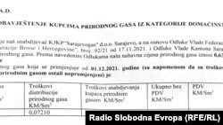 Uz novembarski račun kupcima u Istočnom Sarajevu je stiglo obavještenje u kojem se navodi kako će cijena gasa biti veća za gotovo 18 posto od 1.decembra 2021.