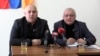 Armenia- Members of Democtratic ajlyntranq Artyom Xaraxgazaryan and Suren Surenyantc in press conference, Gyumri, Armenia, 25 March, 2025