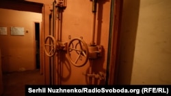 Airtight doors in an underground bomb shelter in Kyiv.