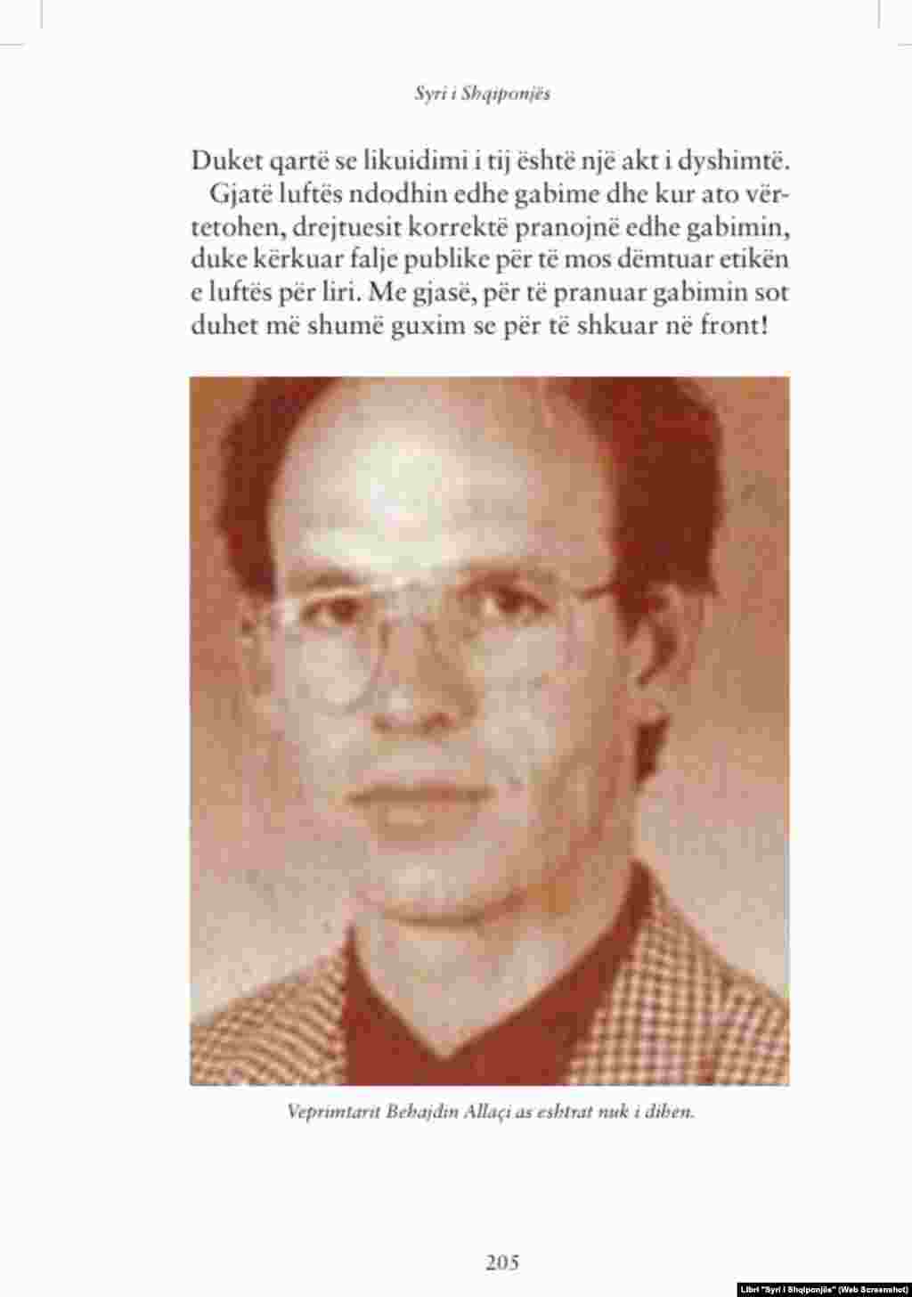 Kapitulli lidhur me zhdukjen e Behajdin Allaqit në librin "Syri i Shqiponjës" nga Ilaz Kadolli.