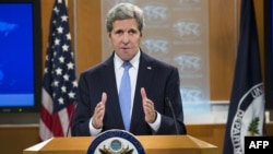 U.S. -- US Secretary of State John Kerry speaks during a press briefing at the State Department in Washington, January 7, 2016