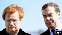 Finnish President Tarja Halonen hosted Russian President Dmitry Medvedev in Helsinki.