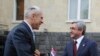 Armenia -- President Serzh Sarkisian (R) greets his Serbian counterpart, Boris Tadic, in Yerevan on July 28, 2009.