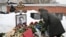 A woman lays flowers at the grave of Russian opposition leader Alexei Navalny at the Borisovo cemetery in Moscow on February 16, 2026, marking the second anniversary of his death in an Arctic colony.