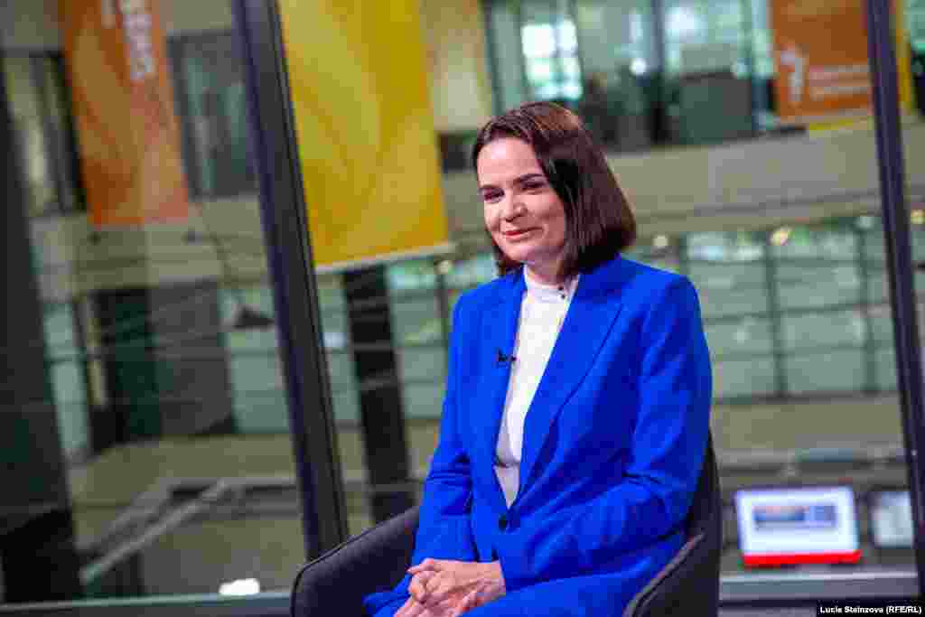 CZECH REPUBLIC – Belarusian opposition leader Svyatlana Tsikhanouskaya during visit at RFE/RL Headquarters in Prague, June 8, 2021