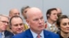 US Ambassador to NATO Matthew Whitaker (left) and European Union foreign policy chief Kaja Kallas attend a meeting of the Ukraine Defense Contact Group in Brussels on April 11.