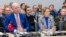 US Ambassador to NATO Matthew Whitaker (left) and European Union foreign policy chief Kaja Kallas attend a meeting of the Ukraine Defense Contact Group in Brussels on April 11.