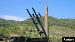 A North Korean intercontinental-ballistic missile Hwasong-14 