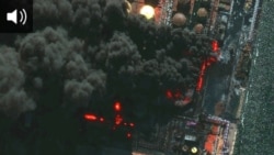 Пожар в порту Усть-Луга на Балтийском море 
