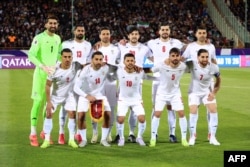Iran's national soccer team before the FIFA World Cup 2026 Asia zone qualifiers on March 25, 2025, in Tehran.