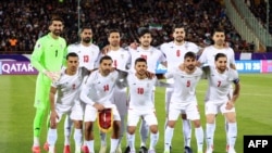 Ekipi kombëtar i futbollit i Iranit pozon para ndeshjes kundër Uzbekistanit në Grupin A të kualifikueseve të zonës së Azisë për Kupën e Botës 2026, më 25 mars 2025, në Teheran.
