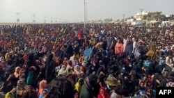 Protesters take part in a demonstration in Gwadar on July 28 against the treatment of Baluchis in Balochistan, Pakistan.