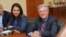 U.S. Representatives Frank Pallone (R) and Tulsi Gabbard meet officials in Stepanakert.