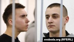 A court in Minsk, Belarus sentenced Ivan Komar (left) and Mikita Yemelyanav to 7 years in prison.