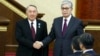 Kazakh President Qasym-Zhomart Toqaev (right) with his predecessor, Nursultan Nazarbaev (file photo)