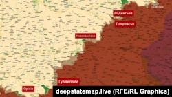Ділянка фронту Родинське – Гуляйполе на мапі DeepState станом на 18 березня