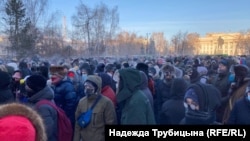 Тюмень қаласындағы оппозиция митинг. Ресей, 23 қаңтар, 2021 жыл.
