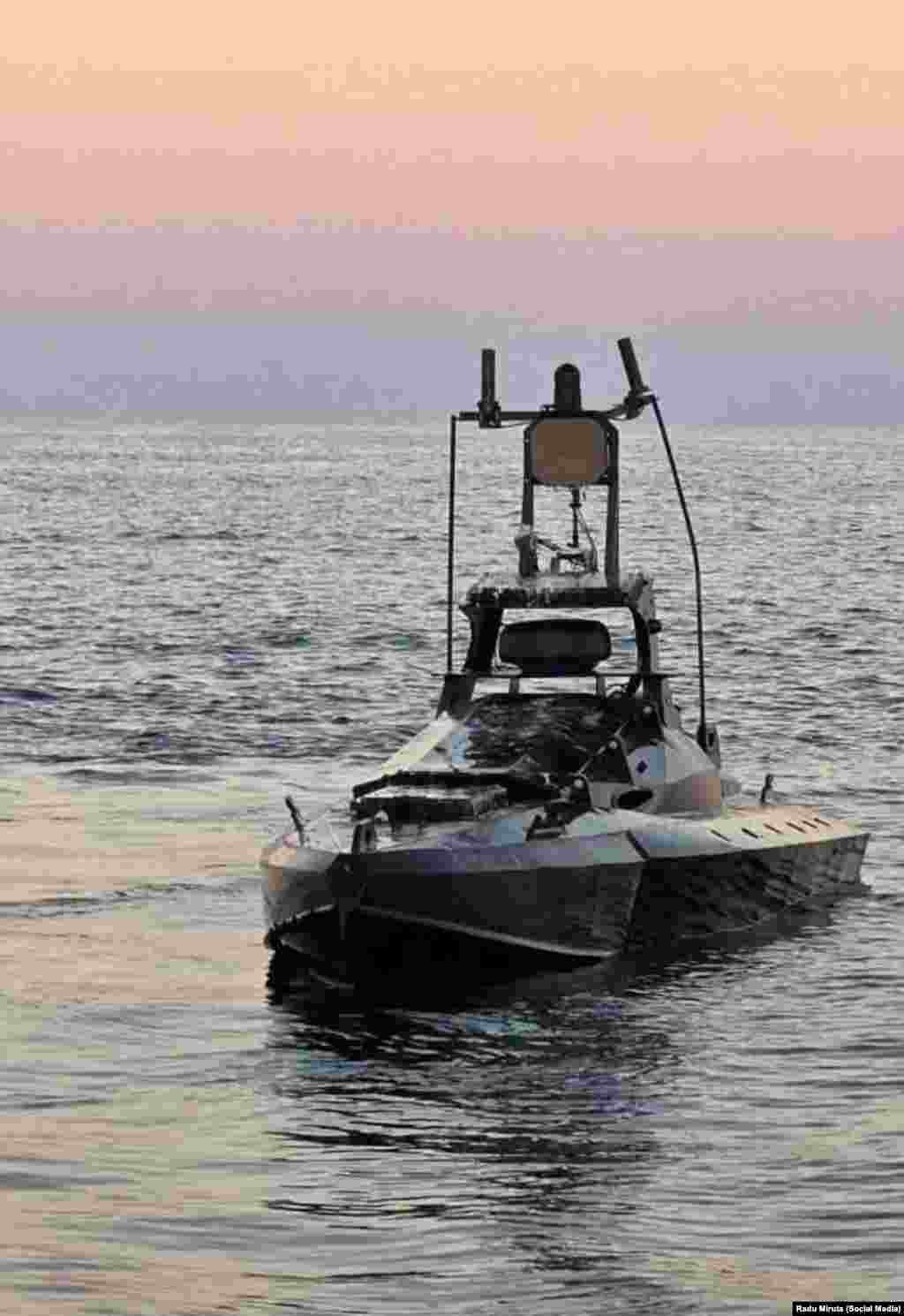 An unidentified marine drone seen near the Romanian coast on August 20 after its operators apparently lost control of the vessel. The drone was <a href="https://www.facebook.com/watch/?v=1379694727474322" target="_self" class="wsw__a"><strong>later destroyed</strong></a> by Romanian fighter jets.<br><br>With the Black Sea viewed as an increasingly risky location for merchant vessels, Alexa said the number of port calls along both Russian and Ukrainian coasts "are significantly down." War risk insurance premiums have jumped as much as tenfold since the beginning of the year, the analyst added.