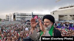 Iran -- Presidential candidate Ebrahim Raeisi, during a campaign rally in the city of Mashhad, on Wednesday May 17, 2017.