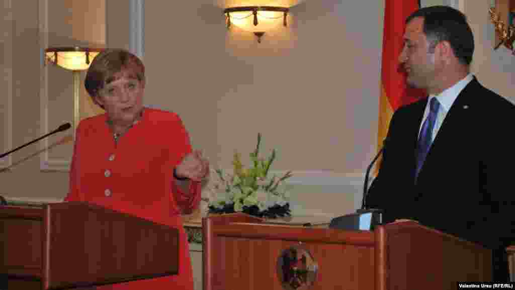 Moldova, Germany, chancellor Angela Merkel meets Moldovan PM Vlad Filat in Chisinau