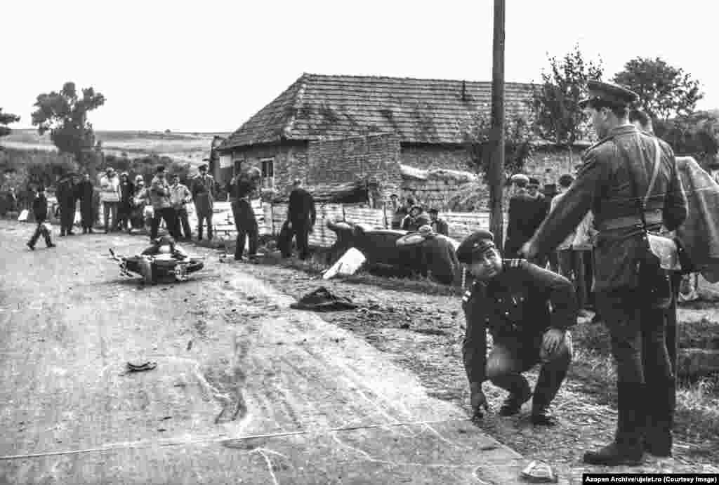 Other photo captions capture the finger-wagging tone of Romania&#39;s state-run media.&nbsp; This image of the aftermath of a 1965 traffic accident came with the text: &quot;Here are the shocking consequences of carelessness! The car in the ditch, the motorbike in the middle of the road. Its owner is mourned by his parents and children.... Let us hasten to learn the lesson: Safe transport is also a matter of collective responsibility and precaution.&quot;