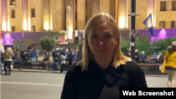 Șefa diplomației finlandeze, Elina Valtonen, președinta în exercițiu a OSCE, la protestul de la Tbilisi