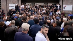 Armenia - Former President Robert Kocharian and senior members of his Hayastan bloc campaign in Spitak, May 29, 2026.