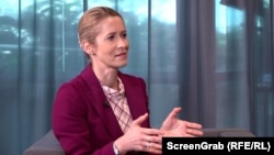 EU foreign policy chief Kaja Kallas speaks to RFE/RL in an interview in Warsaw on March 4.