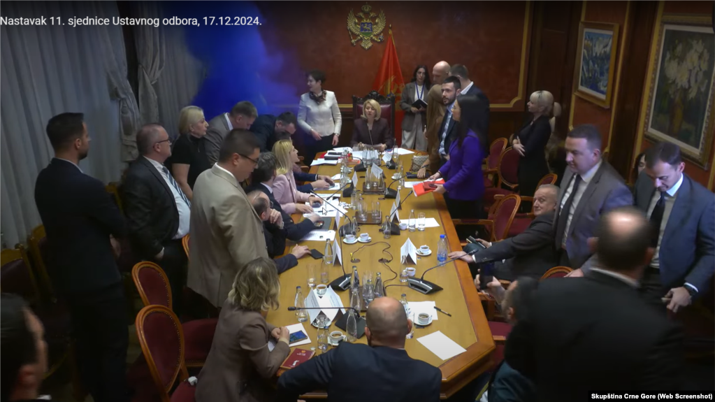 Incident sa dimnom bombom na Odboru Skupštine Crne Gore, 17. decembar 2024.