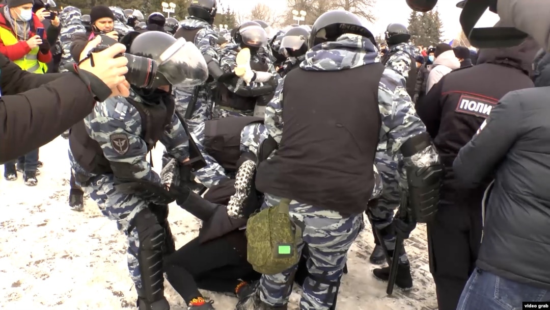 Уфада Алексей Навальныйны хуплау митингы. 23 гыйнвар, 2021 ел