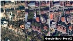  Сателитни фотоси демонстрират региона през 2003 година преди началото на разкопките, през 2016 година, когато терените наподобяват обрасли с растителност, и през 2024 година Снимка: Гугъл Earth Pro/Колаж 