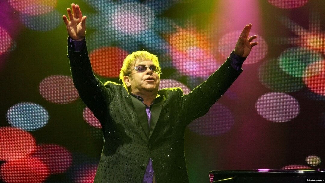 Elton John performing in Kyiv in June 2012 to raise awareness for Ukraine's AIDS epidemic.