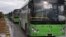 Buses that were meant to evacuate civilians from rebel-held areas of Aleppo are seen waiting on December 14.