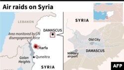 Map locating areas bombed in Syria on Thursday night, according to the Syrian Observatory for Human Rights(SOHR)