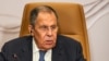 Russian Foreign Minister Sergei Lavrov speaking in Bahrain on October 18