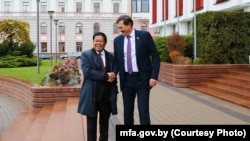 Саюзны міністар замежных спраў М’янмы Тан Суі і кіраўнік МЗС Беларусі Максім Рыжанкоў, 29 кастрычніка 2025 году