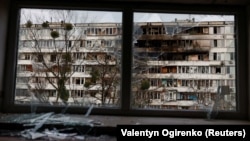 The aftermath of a Russian missile and drone attack in Kyiv on November 25. 