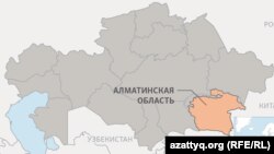 Алматинская область на карте Казахстана.