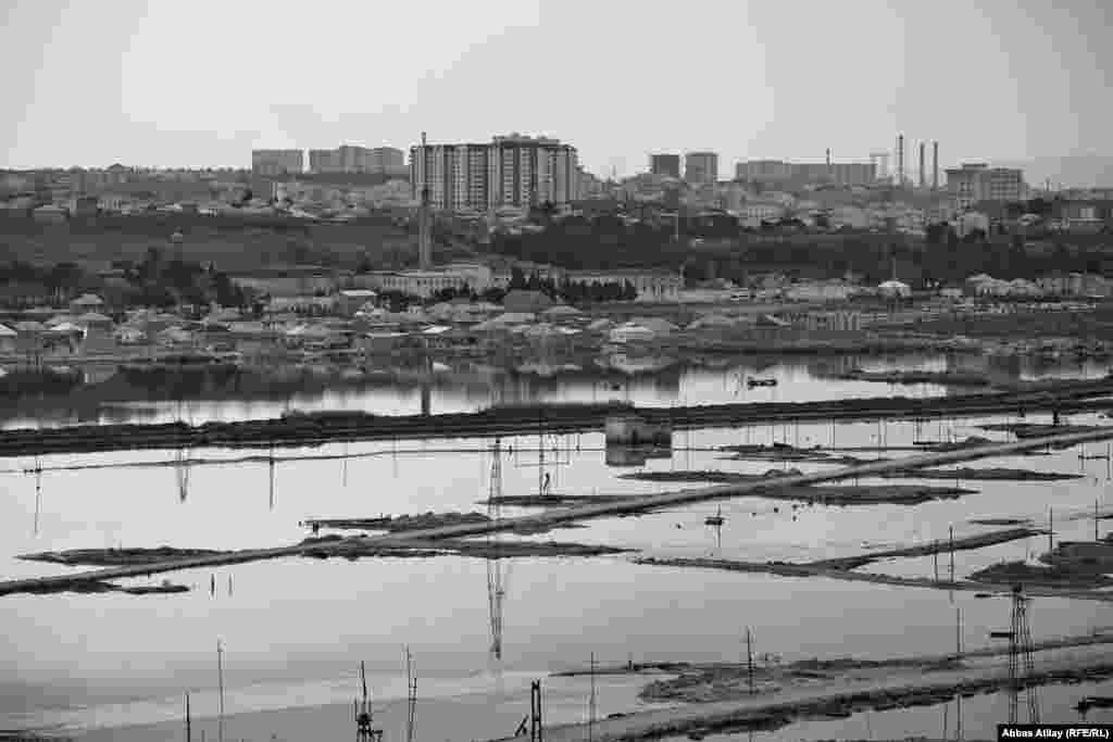 Neft gölməçələri.