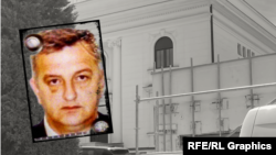 Kolaž s fotografijom trgovca oružjem Slobodana Tešića i sedišta njegove firme Partizan Tech u Beogradu.
