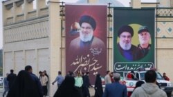 نمونهای از بیلبوردهای تبلیغاتی جمهوری اسلامی با تصاویر حسن نصرالله و عباس نیلفروشان