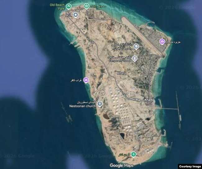 تصویر گوگل مَپس از جزیره خارک