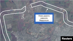 Супутниковий знімок об'їзної дороги навколо Маріуполя