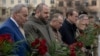 U.S. Senate Majority Leader Chuck Schumer, Ukrainian Defense Minister Rustem Umerov, Chief of the Ukrainian Armed Forces Colonel General Oleksandr Syrskiy, and Senators Michael Bennet and Maggie Hassan visit the Cemetery of the Defenders in Lviv, Ukraine, on February 23.