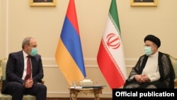 Iran - Iranian President Ebrahim Raisi meets with Armenian Prime Minister Nikol Pashinian, Tehran, August 5, 2021.