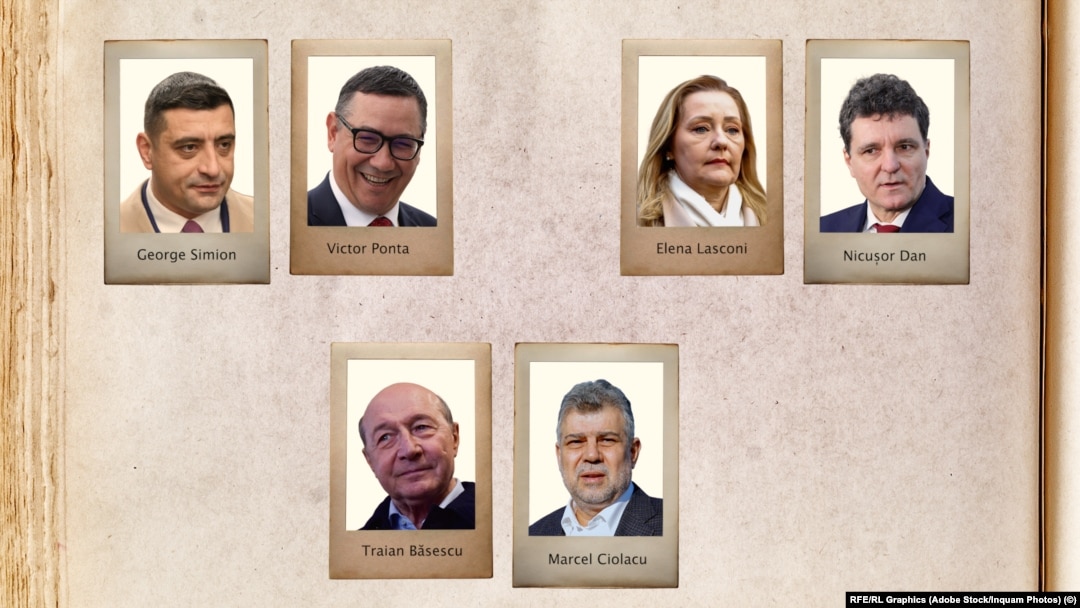 Trei dispute electorale principale, între Simion vs. Ponta, Lasconi vs. Dan, Băsescu vs. Ciolacu, acaparează discuțiile din spațiul public (colaj Europa Liberă).