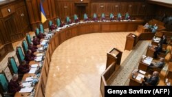 UKRAINE -- Ukrainian President Volodymyr Zelenskiy (3R) attends a session of the Constitutional Court in Kyiv, June 11, 2019