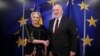 European Commission First Vice President Frans Timmermans (right) said he had spoken several times with Romanian Prime Minister Viorica Dancila in the past two months.